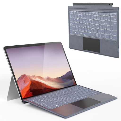 Omikamo Surface Pro キーボード ワイヤレス サーフェス プロ 3/4/5/6/7/7+対応 JIS標準日本語配列 Surface キーボード Bluetooth トラックパッド付き 7色バックライト USB C充電式 コンパクト 薄型|京マルシェセレクト