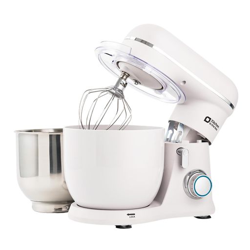 Kitchen in the box スタンドミキサー 3.5L+3.5Lダブルボウル コンパクト 卓上ミキサー 10段階スピード調節 3種類アタッチメント付き 家庭用 業務用 こねる/混ぜる/泡立てる アイボリー|京マルシェセレクト