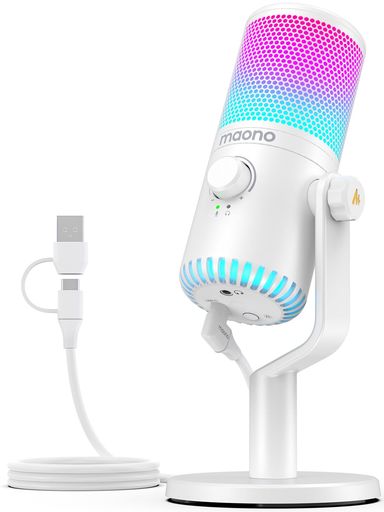MAONO USB コンデンサーマイクロホン ゲーミングマイク パソコン マイクロホン 専用ソフトウエア RGB書き込み 受話器最終生産物端子あり むき出し指向性 繋ぎ\u0026かき鳴らす YouTube Skype 取り組み実況 ライブ配送 在宅仕え奉る