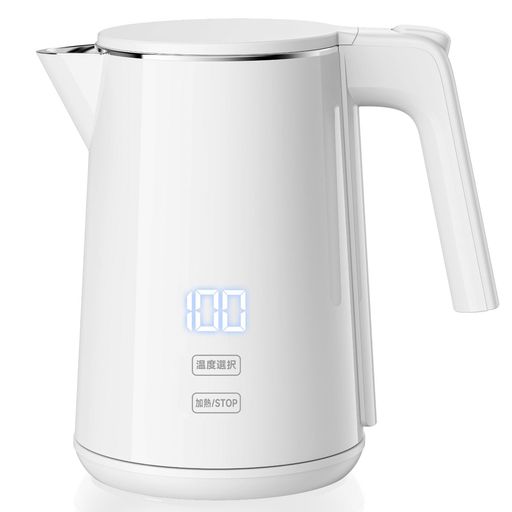 SSYFEI電気ケトル1.0L【1000W急速沸騰・デジタル温度表示】7段階温度調節4時間保温触れても熱くない二重構造304ステンレス製メモリー機能空焚き防止小型お手入れ簡単コーヒー・お茶・ミル…