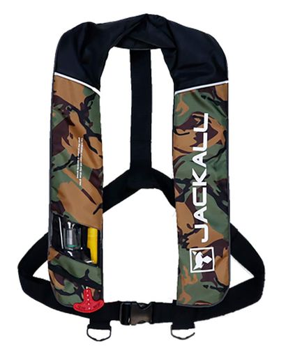 JACKALL(ジャッカル)自動小銃ふくれ上がる式ライフジャケットグリーンカモ/黒いことJK2520RS緑であること家鴨/黒いこと70-100糎