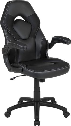 フラッシュファニチャー(Flash Furniture) ゲーミングチェア ブラック パソコン/オフィス用 レーシングシート ソフトレザー 調整可能 人間工学 回転 跳ね上げ式アーム 67Dx63Wx107Hcm|京マルシェセレクト