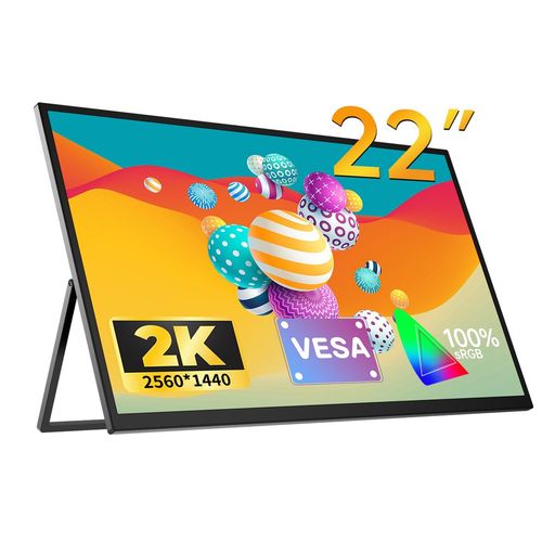 EVICIVQLED移動性管する2K22in大画面移動性見せびらかす自主独往型照明ランプ付き添い人携帯型管する非光輝QHD2560x1440300nit明快さ100%sRGBIPS液晶ダイアログボックスVESA相応うHDR