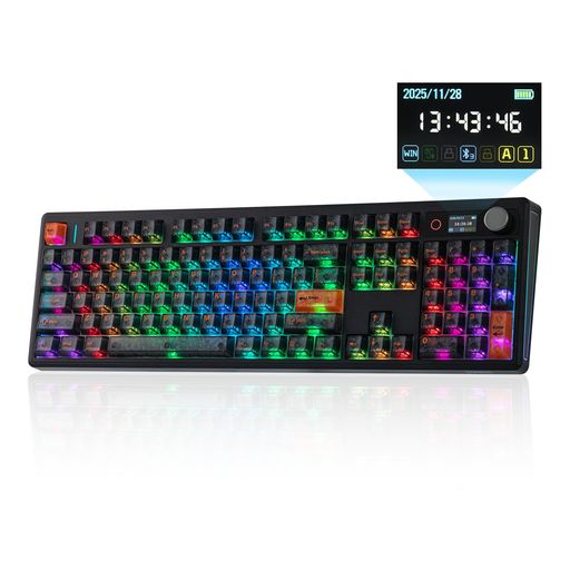 EPOMAKERTH108V2PROフルサイズメカニカルキーボード画面\u0026ノッブ付き添い人10000mAhBT/2.4GHz/有線熱っぽい引き替える相応うMac用足がかりPBT足がかり旗がしらRGB照明装置5パッドガスケットワイヤレスゲーミングキーボード
