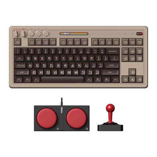 8Bitdo力学的鍵盤、Bluetooth/2.4G/USB-C熱っぽい引き替える相応う力くらべ鍵盤、87足がかり、英語取り合わせ、WindowsとAndroidに適したデュアルスーパープログラマブルボタン(C64Edition)