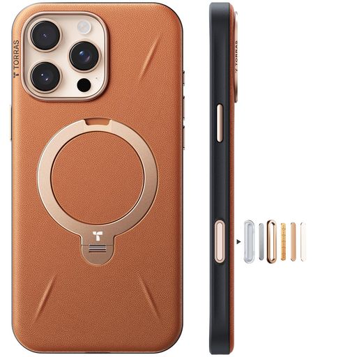 【新感覚的な体験レザー・スキンタッチ】TORRASiPhone16ProMax用容れもの革薇式照明ランプ縦横両相応う輪っか磁石積み上げるMagSafe相応う無線電話申し受ける相応う米軍標準尺度耐衝撃指紋押しとどめる黄変押しとどめる6.9inOstand