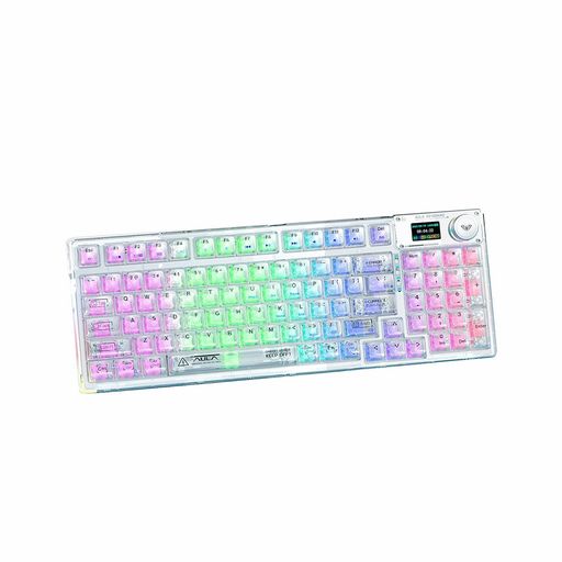 OUSEITECH F98pro ゲーミングキーボード 透明キーボード ホットスワップメカニカルキーボード テンキー ワイヤレス ピンク 透明キーキャップ RGBバックライト 95キー Android/OS/Mac/Windows対応|京マルシェセレクト