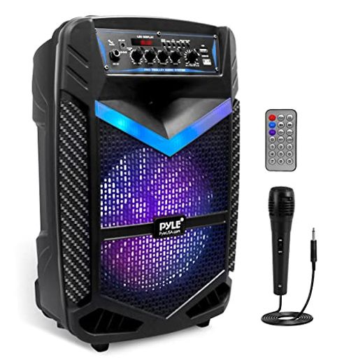 【Pyle 400W Bluetooth付き添い人 無線電話 金棒引き】 申し受ける式蓄電池 室外で使える 掛け目3.1kg. 8in サブウーファー 1in ツイーター付き添い人 持ちはこび用 PA 取り合わせ金棒引き、 吹き込み役立つこと、 カ…