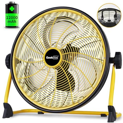 【2025新機型 金属素材が強い】Geek Aire 工場扇 業務用扇風機 充電式 大型 扇風機 災害対策 41cm 12000mAh 最大24時間連続使用 バッテリー駆動ファン 風量無段階調節 ACアダプタ 屋外用 家庭用 農&hellip;｜京マルシェセレクト