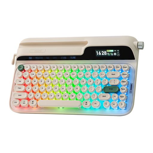 EPOMAKERGlyphワイヤレスタイプライターレトロメカニカルキーボードスクリーン\u0026ノッブ\u0026レバーリストレスト丸型PBTキーキャップホットスワップ相応うRGBカスタムソフトウェアトップマウント75%ク…