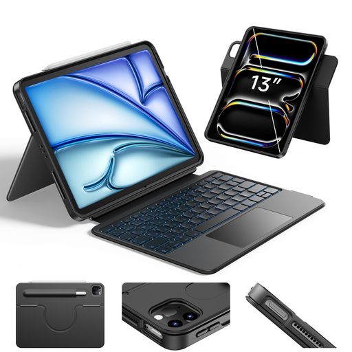 HOUiPad鍵盤付き添い人容れものforiPadAir13inM4/M3/M2\u0026iPadPro13”M5/M4\u0026Pro12.9”(第6/第5/第4/第3時人)磁気分け隔てる式容れもの