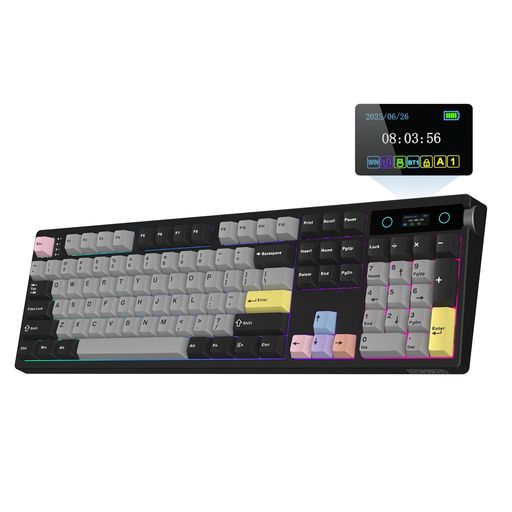 EPOMAKERTH108PROフルサイズメカニカルキーボード画面ノッブ付き添い人ワイヤレスゲーミングキーボードクリーミーガスケット10000mAh内蔵無線電話熱っぽい引き替える相応うカスタム１番ウッドRGBうしろ側ともし火Mac…