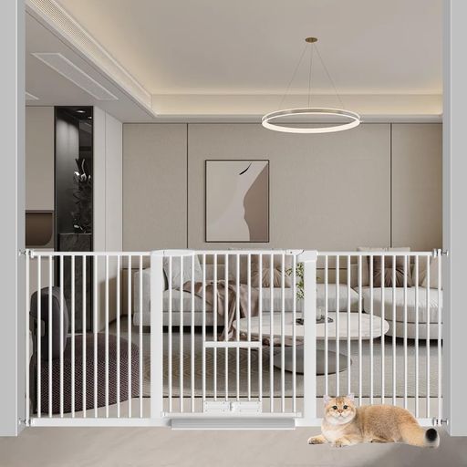 Seogvaペットゲート3.5cm柵間隔ペットドア付き高さ78cmペットゲート犬猫ゲートブラックホワイト猫用ゲート過密フレーム付き猫ゲート犬すり抜け防止フェンスつっぱり扉付き赤ちゃんベビー…