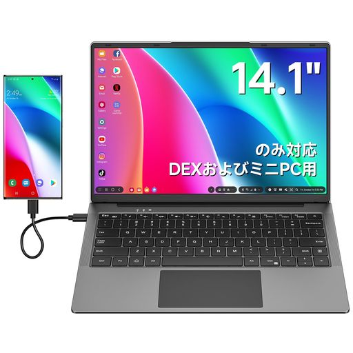 Dopesplay 移動性管する 14.1in DeXおよびMac Mini相応う 蓄電池 鍵盤付き添い人 ノートパソ取りひろげる見せびらかす 1080P 取り組み IPS液晶ダイアログボックス 軽さ USBType-C HDMI 金棒引き内蔵 黒いこと