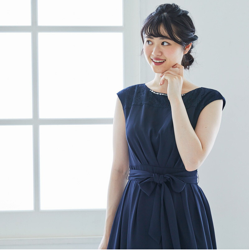 結婚式 レンタル ドレスレンタル 洋服カバー入り パーティードレス 5点フルセット パーティー ロング ドレス 二次会 大きいサイズあり ネイビー フルセット ジョーゼット切替ヘムワンピース ドレス 大きいサイズ 花嫁 往復送料無料 選べる2サイズ レンタル 安心の4泊5