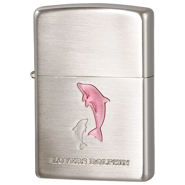 純銀メタル　ドルフィン　イルカちゃんのジツボっぽ〜 Zippo ジッポー イルカ ドルフィン シェル 貝 インレイ 象嵌