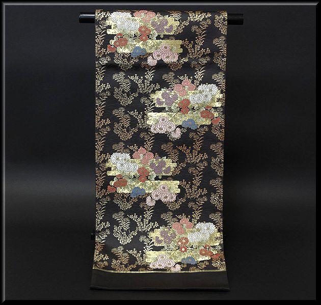 金糸織り 花模様 黒地 豪華 袋帯｜和あそび 京水月 29,800円