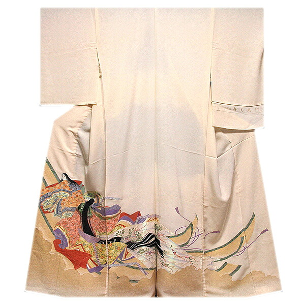 色留袖 黒留袖 正絹 新品 訳あり 宮廷絵図 逸品 お好みの色に染める 白生地 寿光織 まるで刺繍のような 縫い取り 未仕立て 仮絵羽 フォーマル 礼装 着物