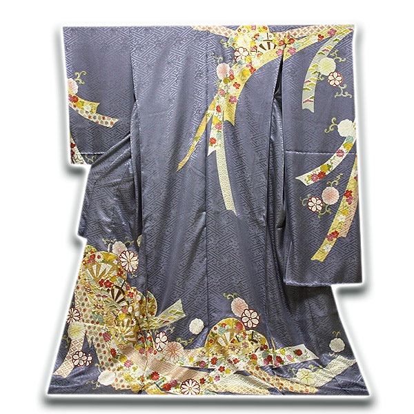 「本染め」 金駒刺繍 金彩加工 熨斗柄 最高級 正絹 振袖|和あそび 京水月