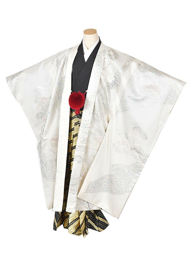 【賃借】成人男性袴 紋付袴 ど盛りだくさん紋付 白紋付 盛りだくさん紋付袴 目立つ袴 ロング丈羽織 成年者式袴 成年者式ド盛りだくさん袴 フルセット賃借 貨物輸送無料 足袋差し上げ物