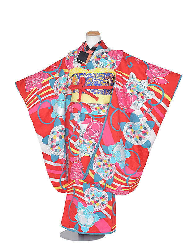【レンタル】七五三 レンタル 七五三セット 着物 115cm~125cm 7歳 女の子 フルセット 7歳七五三 753ﾚﾝﾀﾙ(7歳女児）モダンアンテナ彩り橘 七歳 モダンアンテナ 七五三レンタルセット ７歳女の子 753 子供着物 貸衣装 和装 結婚式お正月 新品足袋プレゼント 往復送料無料 7,056円