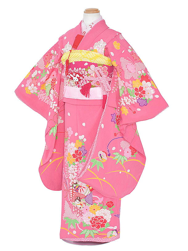 【レンタル】七五三 レンタル ピンク 7歳 フルセット 女の子753レンタル 115cm~125cm 7歳女児 JAPAN STYLE ピンクベア 貸衣装 前撮り 和装 お祝い着 七歳 着物レンタル 七五三セット 7歳女の子 753 子供着物 7才 JAPANSTYLE お正月 新品足袋プレゼント 往復送料無料｜レンタル衣裳京なごみ店 8,470円