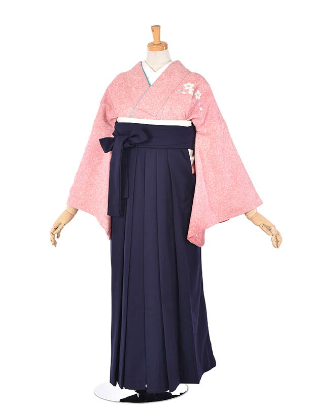 【レンタル】袴 先生 袴レンタル 安心のフルセット 女 袴セット 大人の可愛い 卒業袴 先生袴 既婚 ピンク濃紺 シンプル 正絹 158cm～163cm 卒業式 大人袴 女袴 大学 短大 専門学校 小学校 貸衣装 新品足袋プレゼント かわいい 前撮り 晴れ着 お祝い着 特別な 華やか