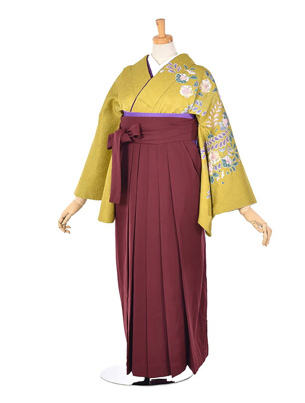 【レンタル】袴 先生 袴レンタル フルセット 卒業袴 深みのある和の色 袴セット 先生袴 既婚 黄色 シンプル 正絹 155cm～160cm おすすめ 卒業式 大人袴 女袴 大学 短大 専門学校 小学校 貸衣装 おすすめ かわいい 前撮り 晴れ着 お祝い着 素敵な袴 往復送料無料 華やか｜レンタル衣裳京なごみ店