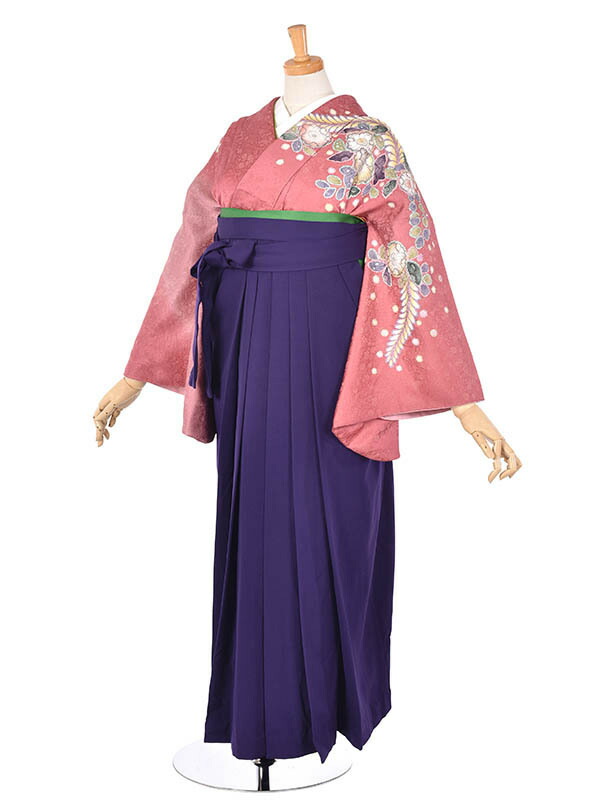 【レンタル】袴 先生 袴レンタル フルセット 袴セット 卒業袴 先生袴 既婚 来た瞬間,主役 ピンク 紫袴 シンプル 正絹163cm~168cm 卒業式 大人袴 女袴 濃紺 大学 短大 専門学校 小学校 貸衣装 新品足袋つき かわいい 前撮り 晴れ着 お祝い着 安心 往復送料無料｜レンタル衣裳京なごみ店