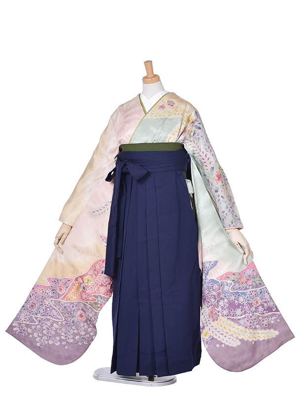 【レンタル】卒業式 袴 振袖 正絹 辻が花 レンタル 上品と凛とした豪華な一着 袴セット 袴レンタル 振袖袴 振袖 大学 短大 専門学校 貸衣裳 フルセット 卒業式袴 大きめサイズ 13号～17号 153cm~158cn 人気 足袋プレゼント 前撮り 晴れ着 お祝い着 素敵な袴 安心 送料無料