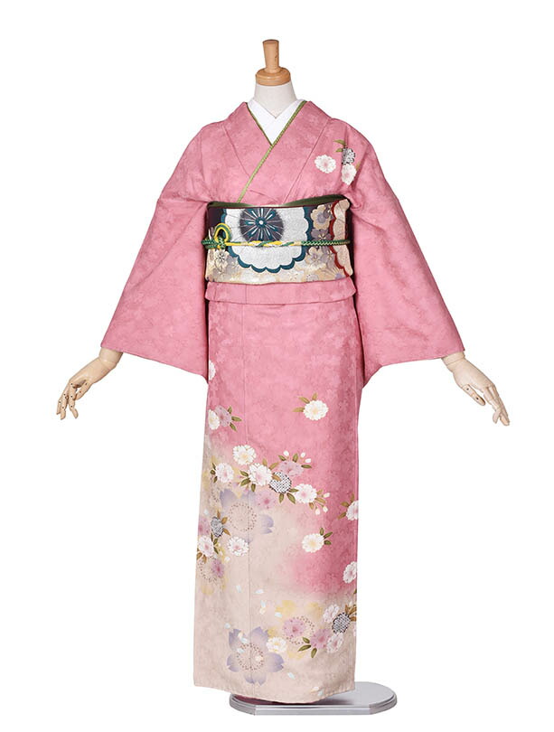 【レンタル】訪問着 正絹 レンタル フルセット NEO訪問着 ピンク 華やか 七五三ママ  結婚式 入学式 卒業式 およばれ 式典着物 正絹 ママ着物 お茶会 正絹着物 150cm～160cm 花柄が華やかに映える訪問着 貸衣装 着物レンタル