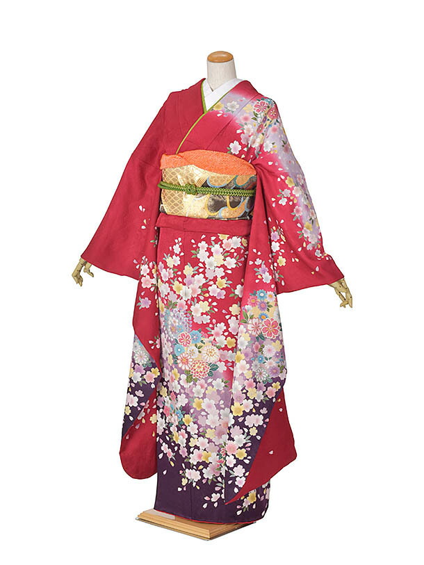 【レンタル】振袖 正絹 成人式 結婚式 結納 およばれ 姉妹結婚式 トールサイズ 13号～17号 豪華振袖 2次会 式典 レンタル振袖 フルセット 足袋プレゼント 送料無料 赤振袖