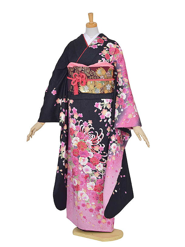 【レンタル】振袖 正絹 成人式 結婚式 結納 およばれ 姉妹結婚式 黒振袖 豪華振袖 2次会 式典 レンタル振袖 フルセット 足袋プレゼント 送料無料｜レンタル衣裳京なごみ店