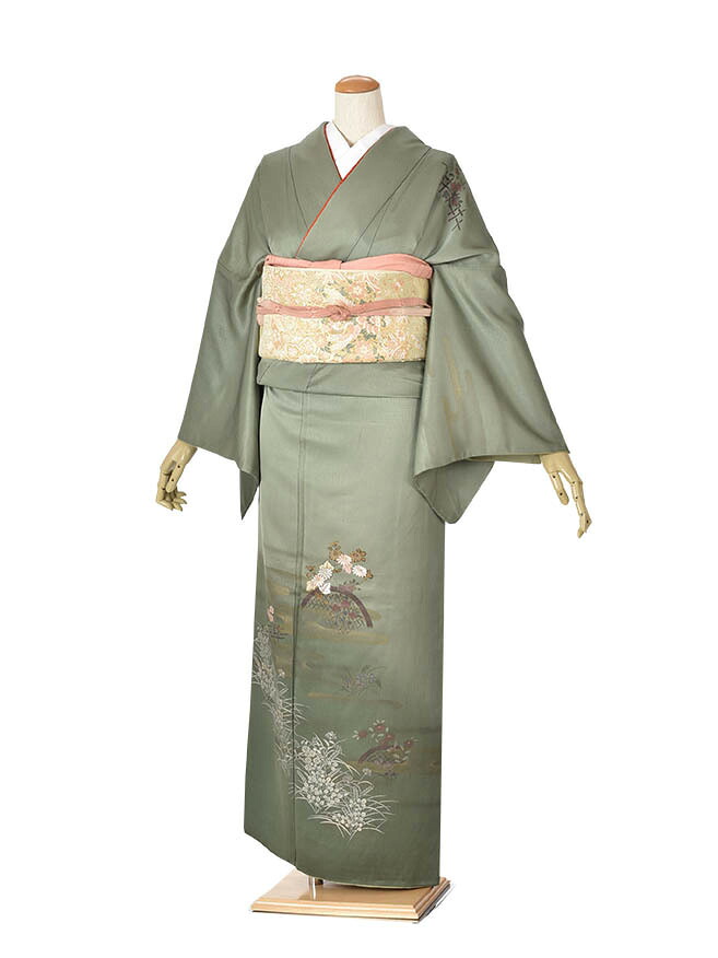 【レンタル】訪問着 附下 レンタル フルセット 正絹 緑着物 結婚式 入学式 卒業式 およばれ 式典着物 お茶会 七五三 ママ 着物 訪問着 レンタル レンタル着物 母 母着物 お宮まり お正月 貸衣装 附下 卒園式 着物セット 往復送料無料 新品足袋プレゼント 150cm~160cm