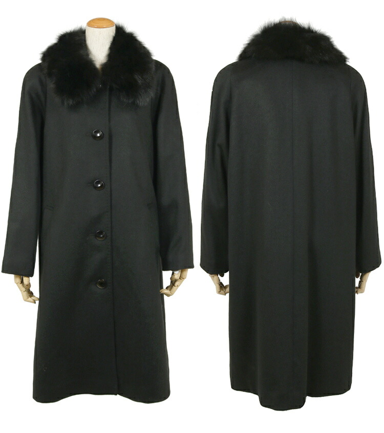 格安人気 カシミヤ入り フォーマルコート 307 M L Ll 90cm丈 ショート 100cm丈 ミディアム 90cm丈 ブラックフォーマル コート レディース コート フォーマル コート ファー付き コート 黒 カシミア コート 冠婚葬祭 コート ブルーフォックス 喪服 コート セミ
