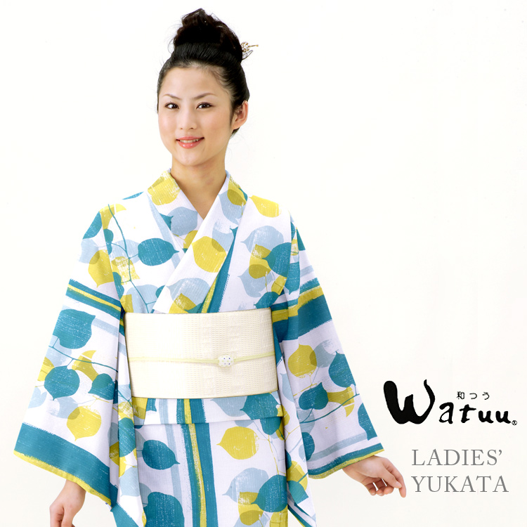 楽天市場 浴衣 レディース 和つう Watuu ゆかた 女性 浴衣 ブランド浴衣 かわいい 大人 Yukata 仕立上がり プレタ フリーサイズ 葉っぱ 蔦 レトロ Ly0 京都スタイル