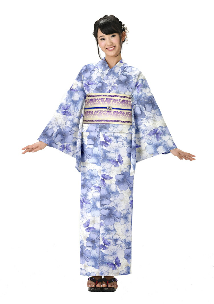 ランキング第1位 浴衣 プレタ 仕立上がり Yukata 可愛い 大人 かわいい ブランド浴衣 浴衣 女性 ゆかた Mori Hanae レディース 浴衣 フリーサイズ Ly098 ブルー 青 レトロ 花 クリーム 浴衣 Williamsav Com