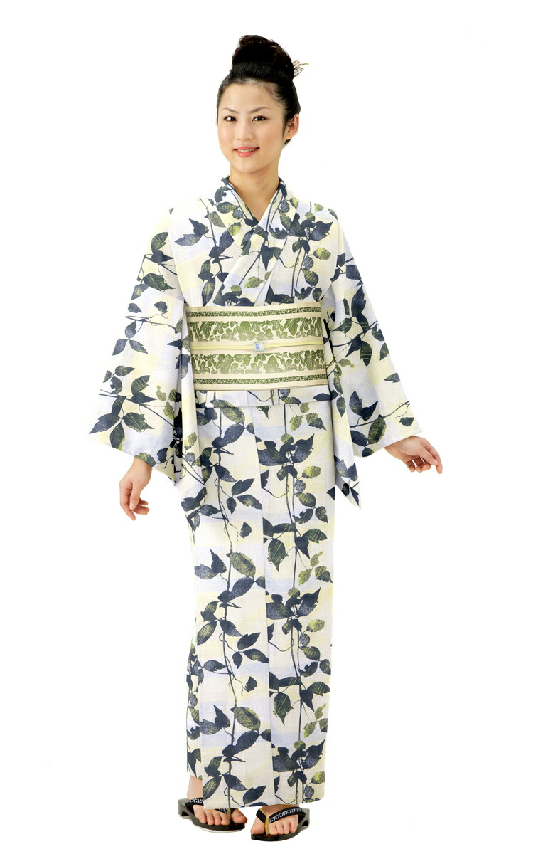 楽天市場 浴衣 レディース Hanae Mori ゆかた 女性 浴衣 ブランド浴衣 かわいい 大人 可愛い Yukata 仕立上がり プレタ 浴衣 フリーサイズ クリーム 花 レトロ 白 Ly100 京都スタイル
