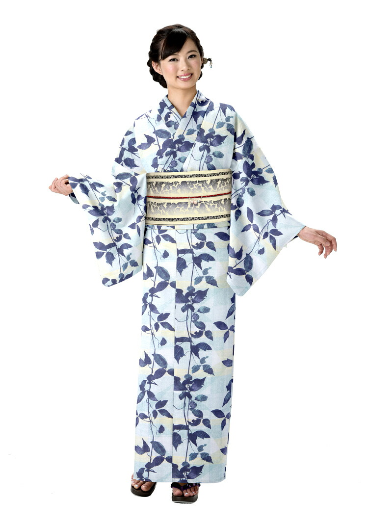 楽天市場 浴衣 レディース Hanae Mori ゆかた 女性 浴衣 ブランド浴衣 かわいい 大人 可愛い Yukata 仕立上がり プレタ 浴衣 フリーサイズ クリーム 花 レトロ 水色 Ly101 京都スタイル