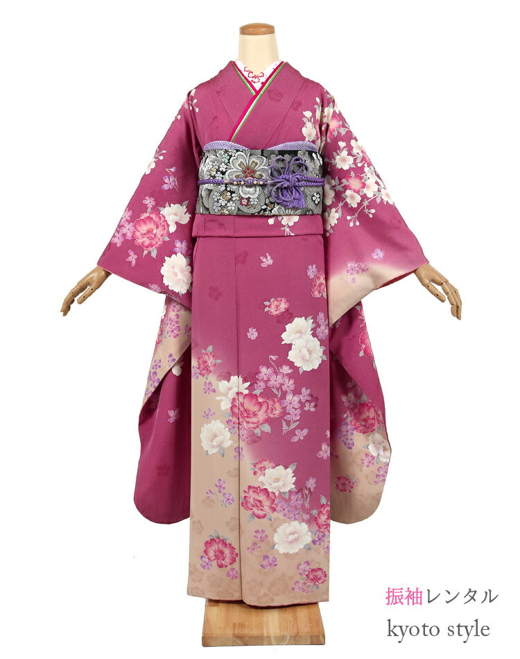 振袖レンタル 成人式 大きいサイズ フルセット 72024　[成人式 振袖][結婚式 振袖][卒業式 振袖][結納 着物][レンタル 振袖][着物 レンタル] ピンク rental フリソデ ふりそで レンタル着物 振り袖 【往復送料無料】【レンタル】