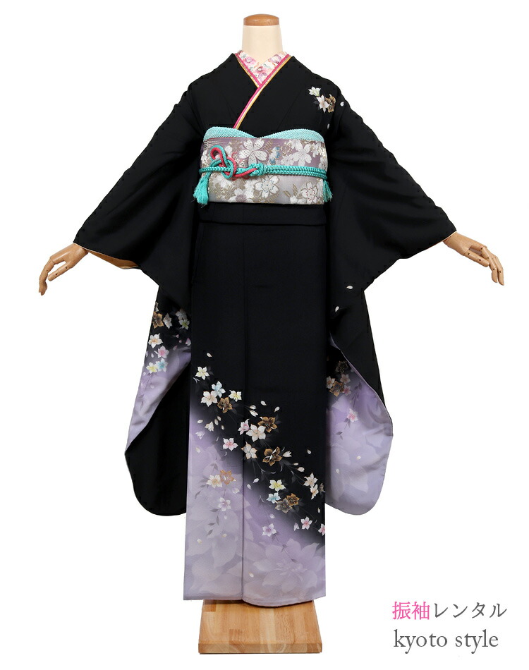 楽天市場 レンタル 振袖 レンタル 成人式 セット貸衣装 貸衣裳 結婚式 卒業式 結納 きもの 振袖レンタル 着物 レンタル 黒 ブラック 振り袖 フリソデ Rental 柄少なめ シンプル 晴れ着 フルレンタル 大人っぽい 791 往復送料無料 京都スタイル