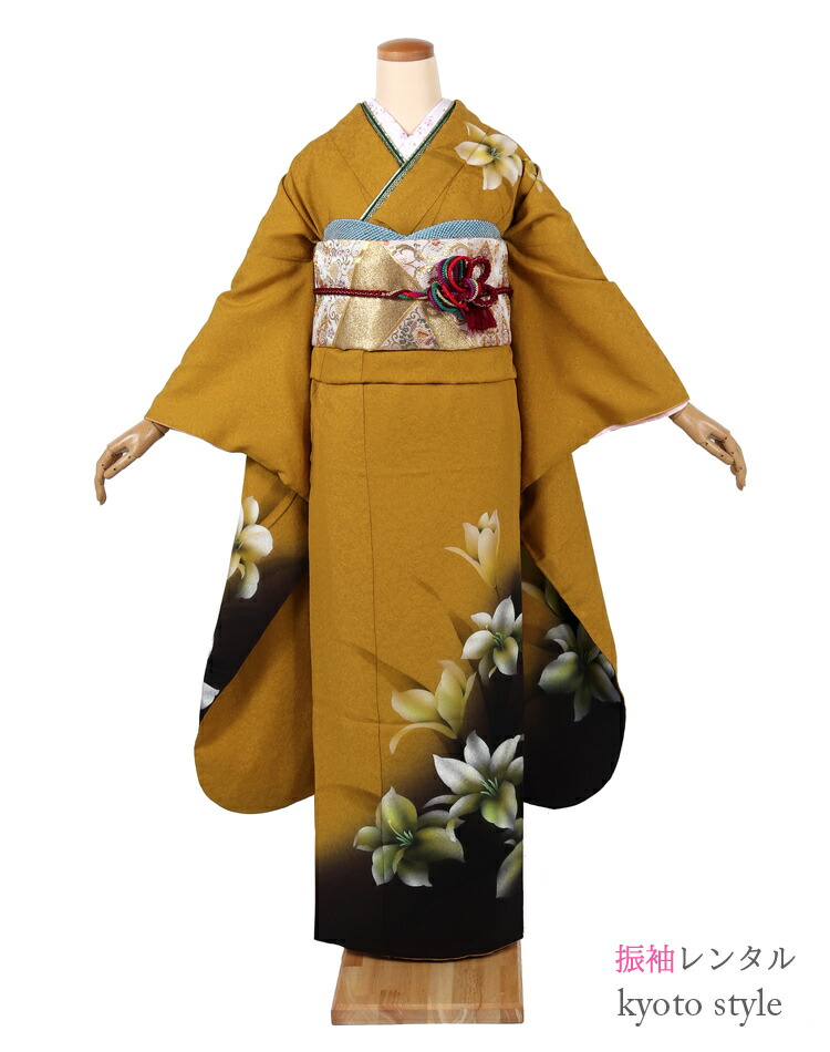 振袖 レンタル 成人式 カラシ マスタード レディース セット 貸衣装 貸衣裳 [結婚式 レンタル][卒業式 レンタル][結納][レンタル 振袖][着物 レンタル] 振袖レンタル 振り袖 フリソデ rental 柄少なめ シンプル【往復送料無料】【レンタル】 72208