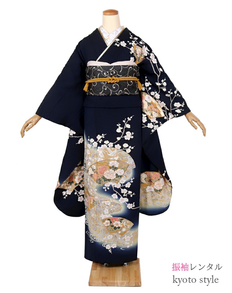 振袖 レンタル 成人式 振袖レンタル 紺 ネイビー フルセット [貸衣装 貸衣裳][成人式 振袖][結婚式 振り袖] 卒業式 結納 レンタル 振袖 着物 レンタル rental レディース 晴れ着 着物レンタル 振り袖 ふりそで rental れんたる シンプル 大人っぽい【レンタル】72257