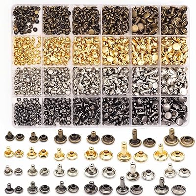 600組 5*5mm 6*6mm 7*7mm 8*6mm 8*10mm9*9mm リベット ジーンズ デニム バネホック クラフト ボタン 底鋲 打ち具セット カシメセット 革穴あけ ポンチ DIY 手芸 布革細工 洋服、靴、バッグ、ベルト、ジーンズ画像