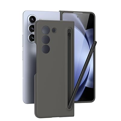 Samsung Galaxy Z Fold5 か細いSペンフォンケース相応う 目あたらしいパウダーコンパクトS書きもの、書きもの用保持者と収 グレー-ブルー-ブラック