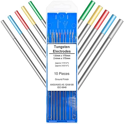 TIG用ウォルフラム溶接用電極棒入り合わせる包み2.4/1.6 x 175 粍、純ウォルフラム2本、2%セリ