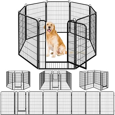 ペットフェンス 中大型犬用— ペットケージ パネル8枚 ペットサークル 四角ポール 折り畳み|KYOSEAstore
