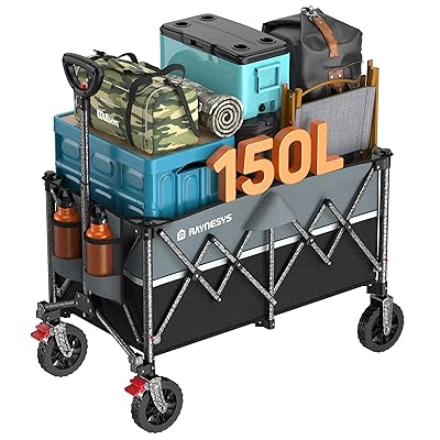 持ちはこび手押し車 大電気容量150L 耐荷重150kg 打ち切り付き添い人 折り畳み式 キャンプカート ワンタッチ