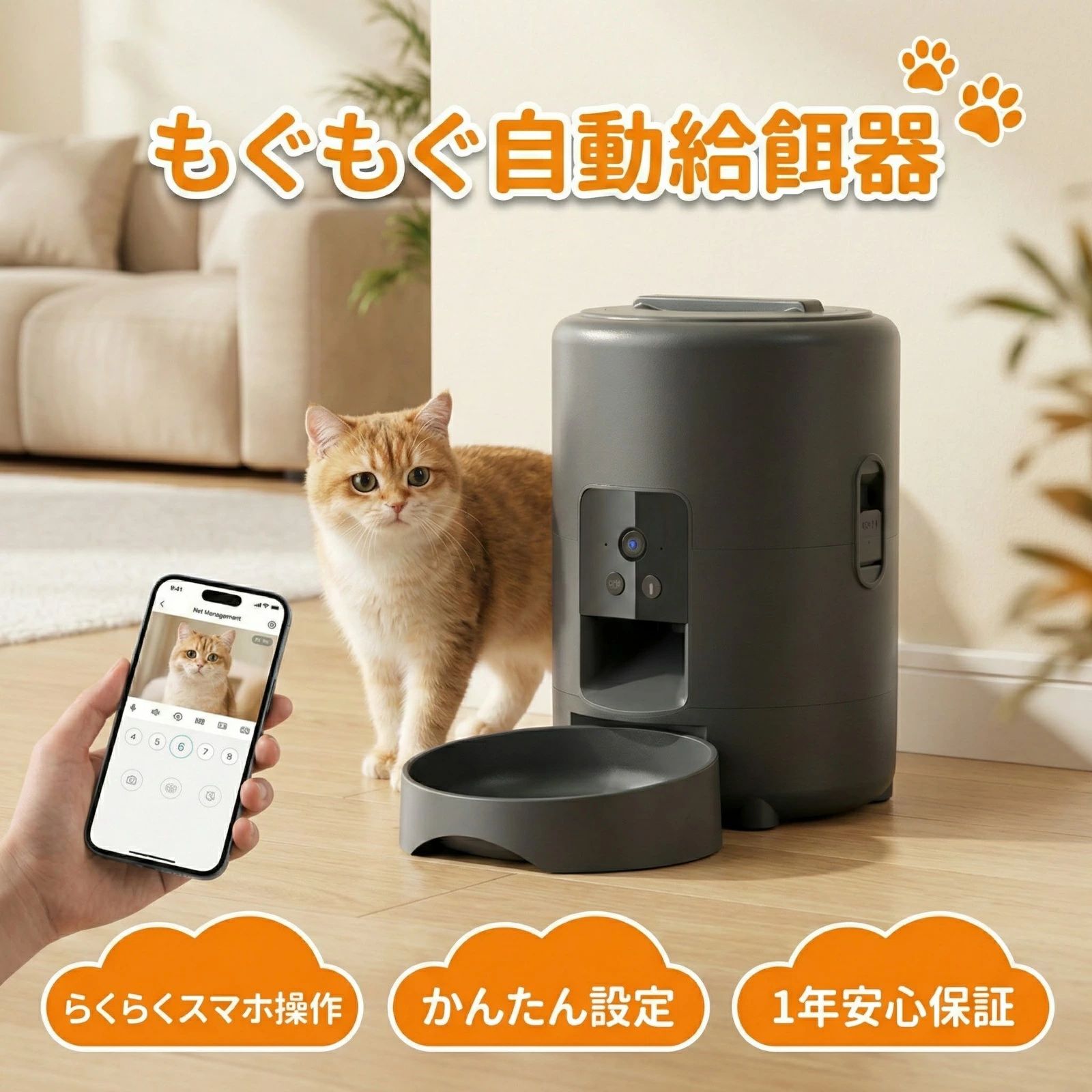 自動給餌器 猫 自動餌やり機 ペット用品 WiFi対応 遠隔操作で給餌管理 タイマー式 給餌機 2L大容量 1日1~4回量調整可 防?吃ロック 防?粮構造 停電時も安心 猫犬兼用 留守番や旅行に|きょうしん店