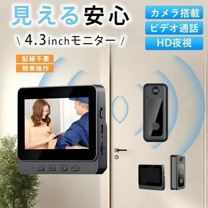 インターコム ワイヤレスドアホン 工事不必要 無線電話 スマホ聯絡 インターコム 据え付け 自分自身で 部屋の入り口呼びりん wifi 導線不必要 かっこ良いインターコム 暗視 録画 録画媒体電話を掛ける 一人暮らし
